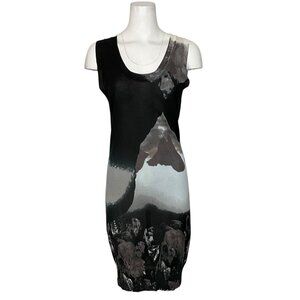 Azulu Knit Fitted Sleeveless Dress XS Black Silk